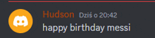 a discord message that says happy birthday messi on it