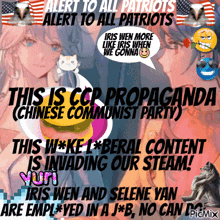 a poster says alert to all patriots alert to all patriots