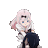 a pixel art of a girl holding a sword in her hands .