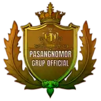 a logo for pasangnomor grup official with a crown and leaves