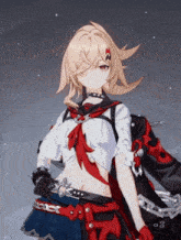 a girl with a red scarf around her neck is standing next to another girl