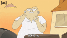 a cartoon character says woe is me on the screen