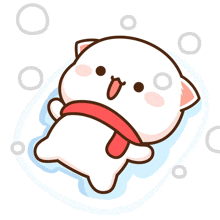 a cartoon cat with a red scarf around its neck