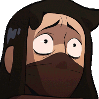 a cartoon drawing of a woman with a hood on her face