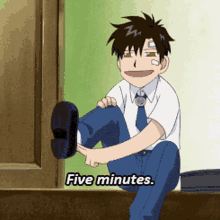 Zatch Bell Five Minutes GIF - Zatch Bell Five Minutes Putting Shoes On GIFs