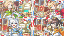 a collage of four pictures of a girl with a crown