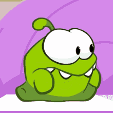 a green cartoon character with its mouth open and a red tongue sticking out