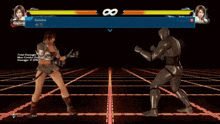 a video game is being played with two fighters fighting each other on a grid