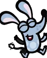 a cartoon drawing of a bunny with glasses and polka dots