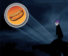 a cartoon drawing of a hot dog and a witch with the words would you like to see my ass