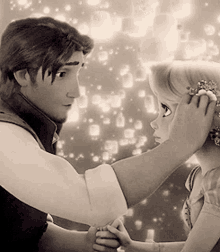 tangled rapunzel stare in love with each other