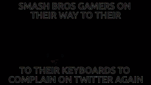 a pixel art of a man with a waterfall and trees behind him with the caption smash bros gamers on their way