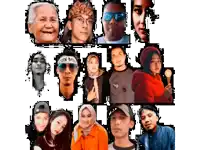 a group of people with one wearing a headband that says ' audi '