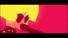 a cartoon drawing of a person holding a microphone against a pink background