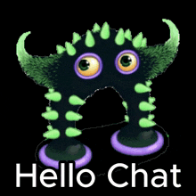 a picture of a monster with the words hello chat written below it