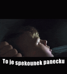 a picture of a man sleeping with the words to je spekounek panecku below him