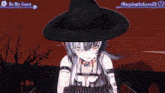 a girl in a witch hat with the words requiem for love 3d below her