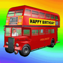 Happy Birthday Red Bus GIF - Happy Birthday Red Bus London Bus GIFs