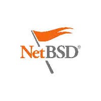 a logo for a company called net bsd with an orange flag