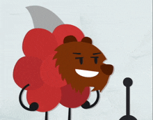 a cartoon character with a beard is smiling and holding a sword