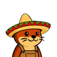 a cartoon otter wearing a sombrero and overalls says " ola amigo "