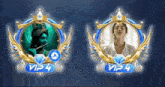 a picture of a man playing a flute and a picture of a woman with the words vip 4