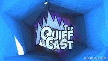 a logo for the cliff cast with a blue background