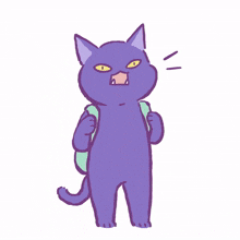 cat kitty purple cute go to school