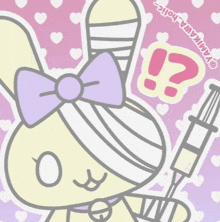 a drawing of a bunny with a bandage on its head