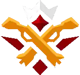 a pixel art illustration of a crossed sword and a diamond .