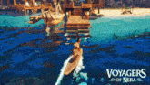 a video game called voyagers of nera is being played on a computer