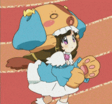 a girl in a dog costume holds a paw