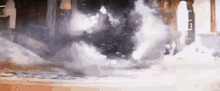 a large explosion is taking place in a room .