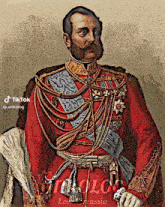 a painting of a man in a red and gold uniform with the hashtag tik tok