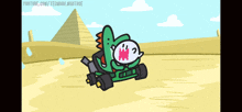 a cartoon of a dinosaur driving a go kart with youtube.com/terminal montage written on the bottom