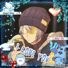 a picture of a boy with the words i love you on the bottom right