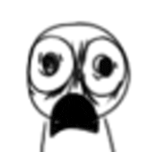 a black and white drawing of a cartoon character with a surprised expression on his face .