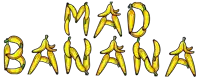 the word mad banana is made up of bananas on a white background