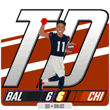 a football player with the number 11 on his jersey holds a football