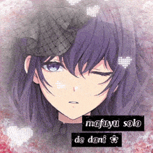 a picture of a girl with purple hair and the name mafuyu solo