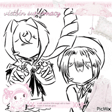 a black and white drawing of a girl and a boy with the words vietbin supremacy at the top