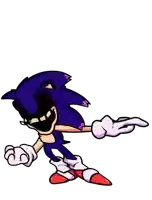 a cartoon of a sonic the hedgehog with a big smile on his face pointing at something .