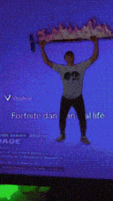 a man standing in front of a screen that says viggle ai