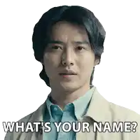 a man with a serious look on his face is asking what 's your name