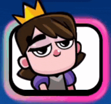 a cartoon girl with a crown on her head is sitting in a square .