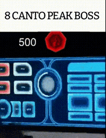 a video game screen with the words 8 canto peak boss 500 on it