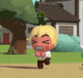a cartoon character with a frog on top of his head