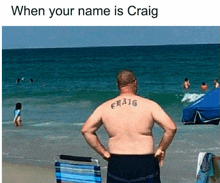 a man with the name craig on his back