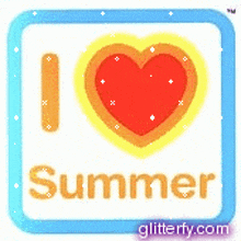 a sticker that says i love summer with a red heart
