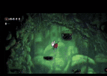 a screenshot of a video game with a red and white character